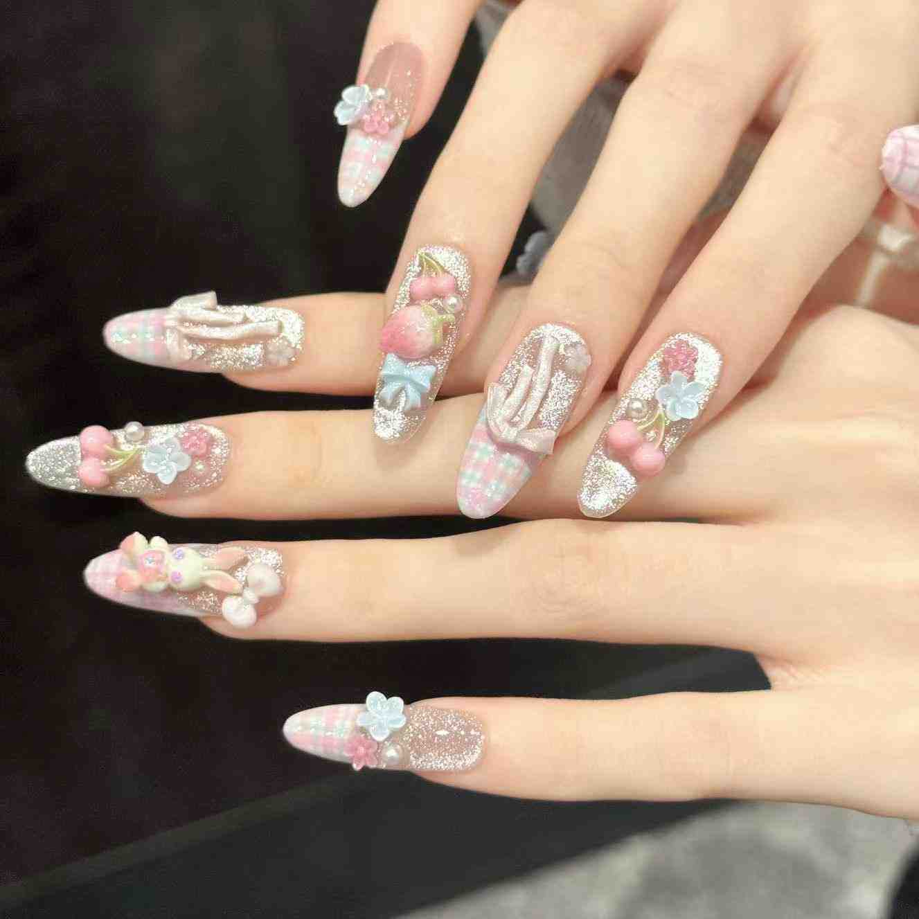 10PCS Oval Handmade Press On N - Pressed Flower Art ulasan dan harga