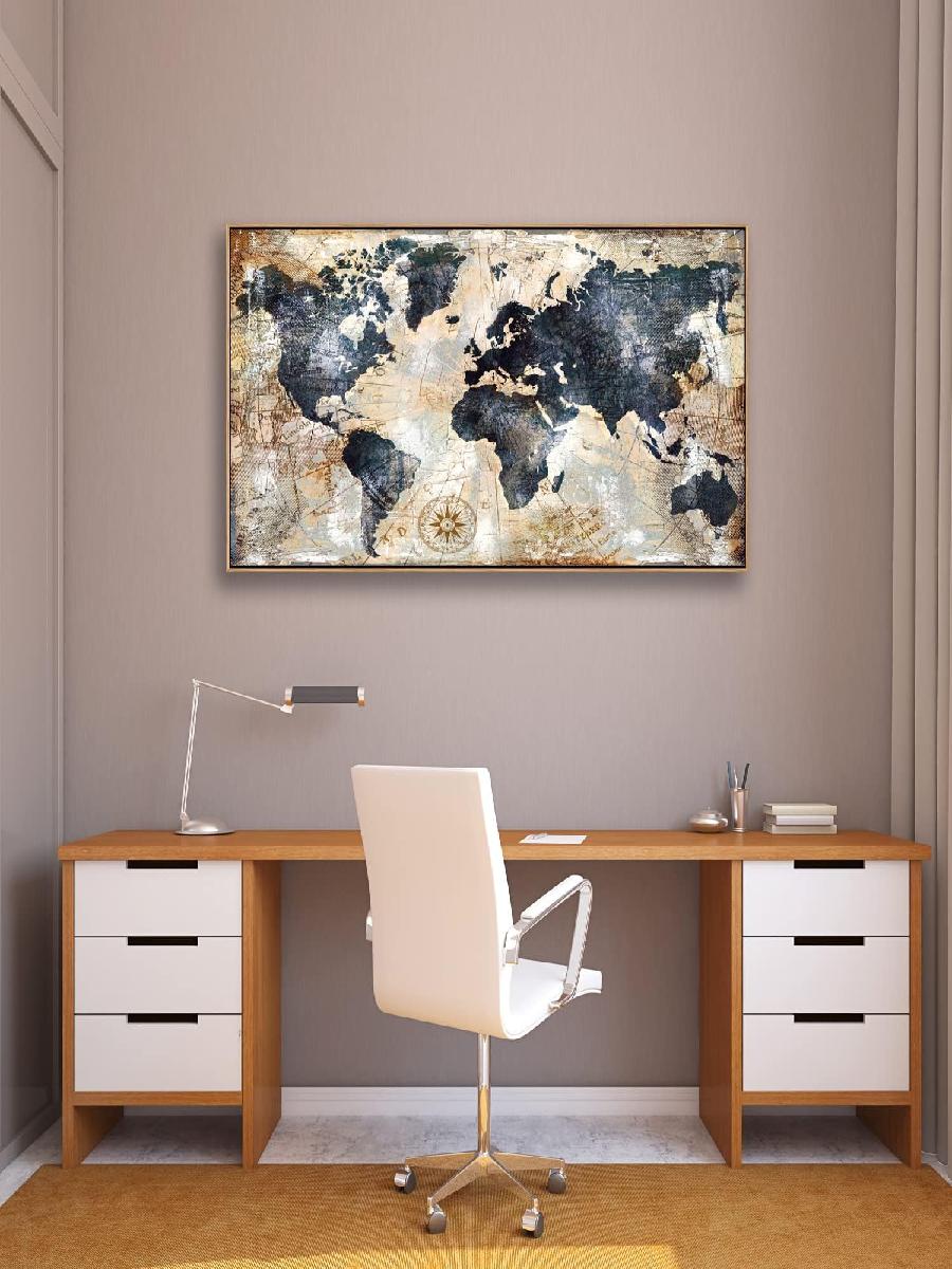 Framed World Map Wall Art Prin - Custom Star Map ulasan dan harga